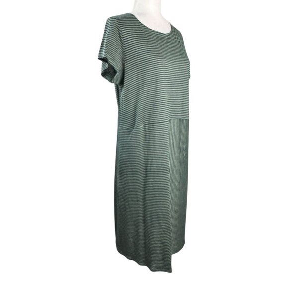 Eileen Fisher 100% Organic Linen Dress Womens SZ M Striped Lagenlook - Picture 5 of 8